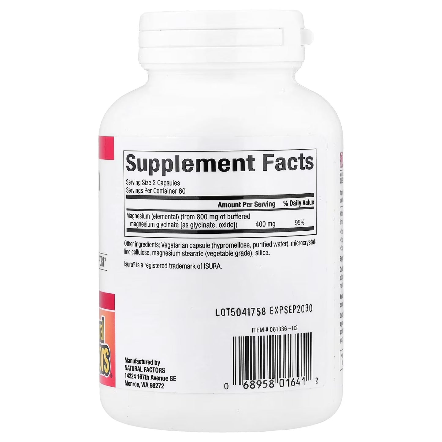 Natural Factors, Magnesium Glycinate, 400mg 120 Capsules