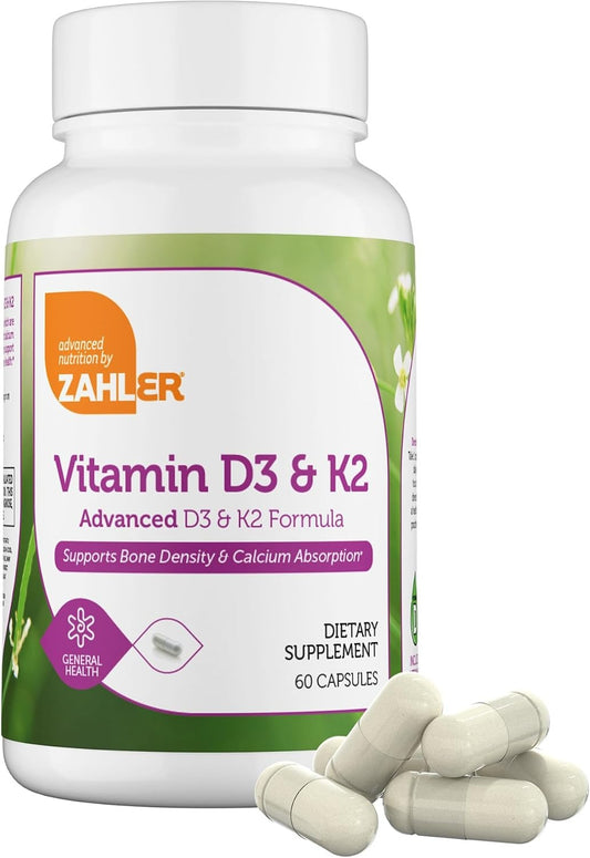 Zahler Vitamin D3 & K2 60 Capsules Supports Bone Density and Calcium Absorption