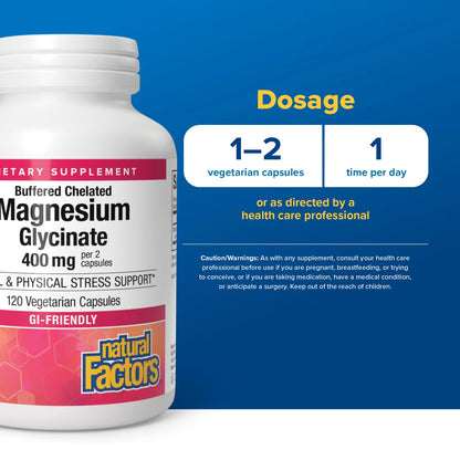 Natural Factors, Magnesium Glycinate, 400mg 120 Capsules