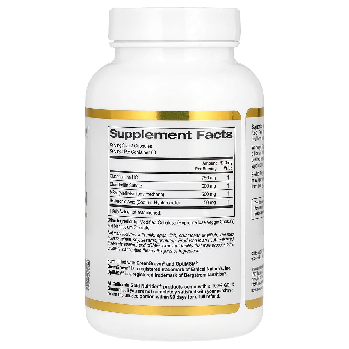 California Gold Nutrition Glucosamine Chondroitin 120 Veggie Caps