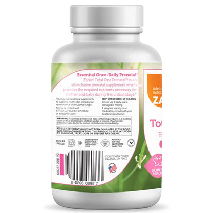 Zahler - Total One Prenatal Vitamins for Women Daily Multi Vitamin Prenatals with Folic Acid, Iron, Zinc 120 Capsules