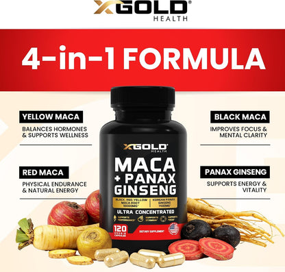 X Gold Health Maca Plus Panax Ginseng 120 Capsules