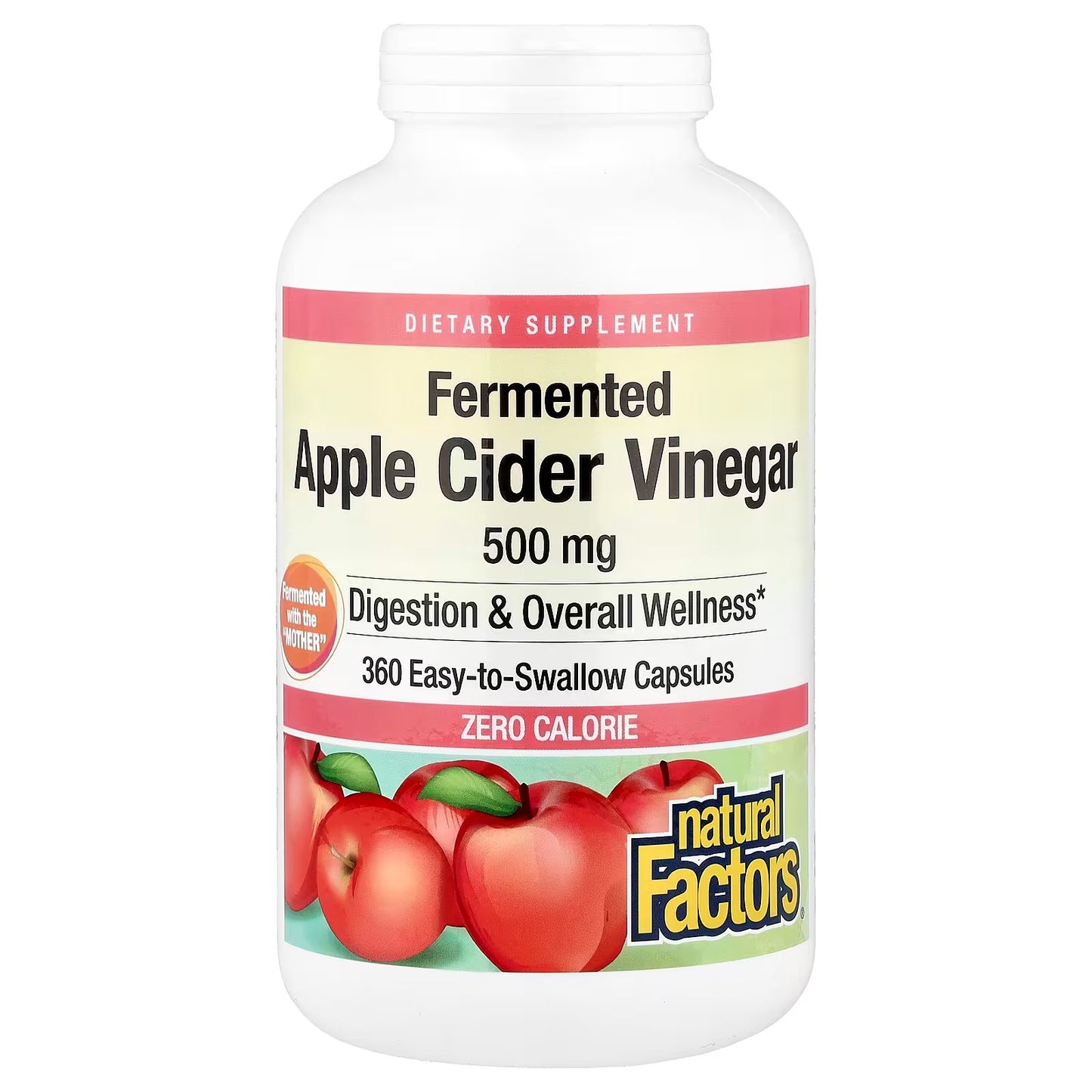 Natural Factors Fermented Apple Cider Vinegar 360 Easy-to-Swallow Capsules