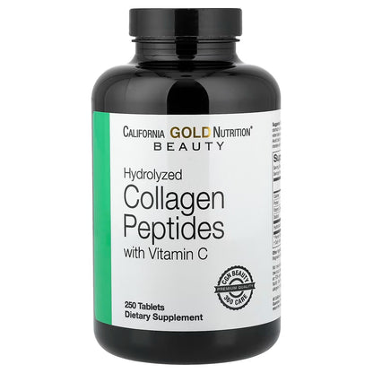 California Gold Nutrition – Hydrolyzed Collagen + Vitamin C | 250 Tablets | Skin & Joint Support