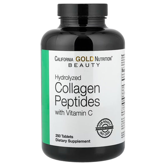 California Gold Nutrition – Hydrolyzed Collagen + Vitamin C | 250 Tablets | Skin & Joint Support