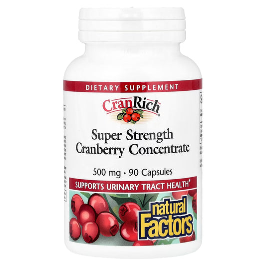 Natural Factors CranRich Cranberry Concentrate Super Strength 500 mg, 90 Capsules