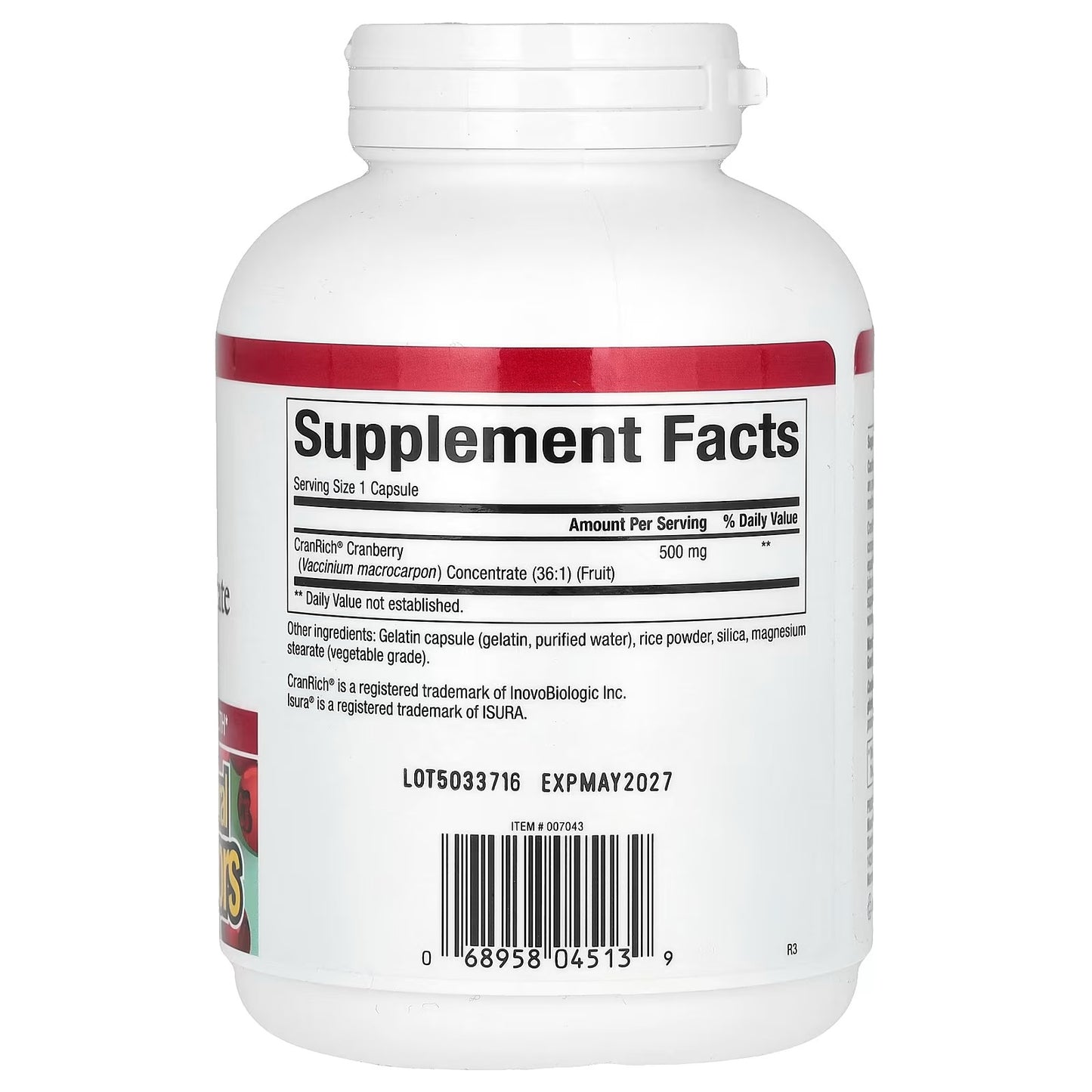 Natural Factors CranRich Cranberry Concentrate 500 mg, 180 Capsules