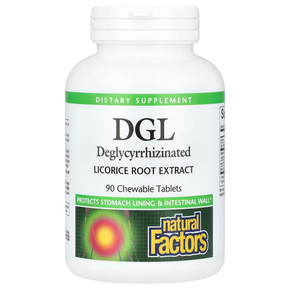 Natural Factors DGL Deglycyrrhizinated Licorice Root Extract 90 Tablets