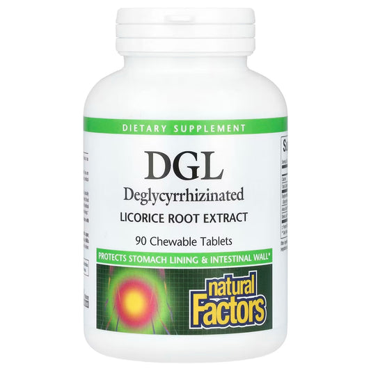 Natural Factors DGL Deglycyrrhizinated Licorice Root Extract 90 Tablets