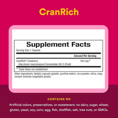 Natural Factors CranRich Cranberry Concentrate 500 mg, 180 Capsules