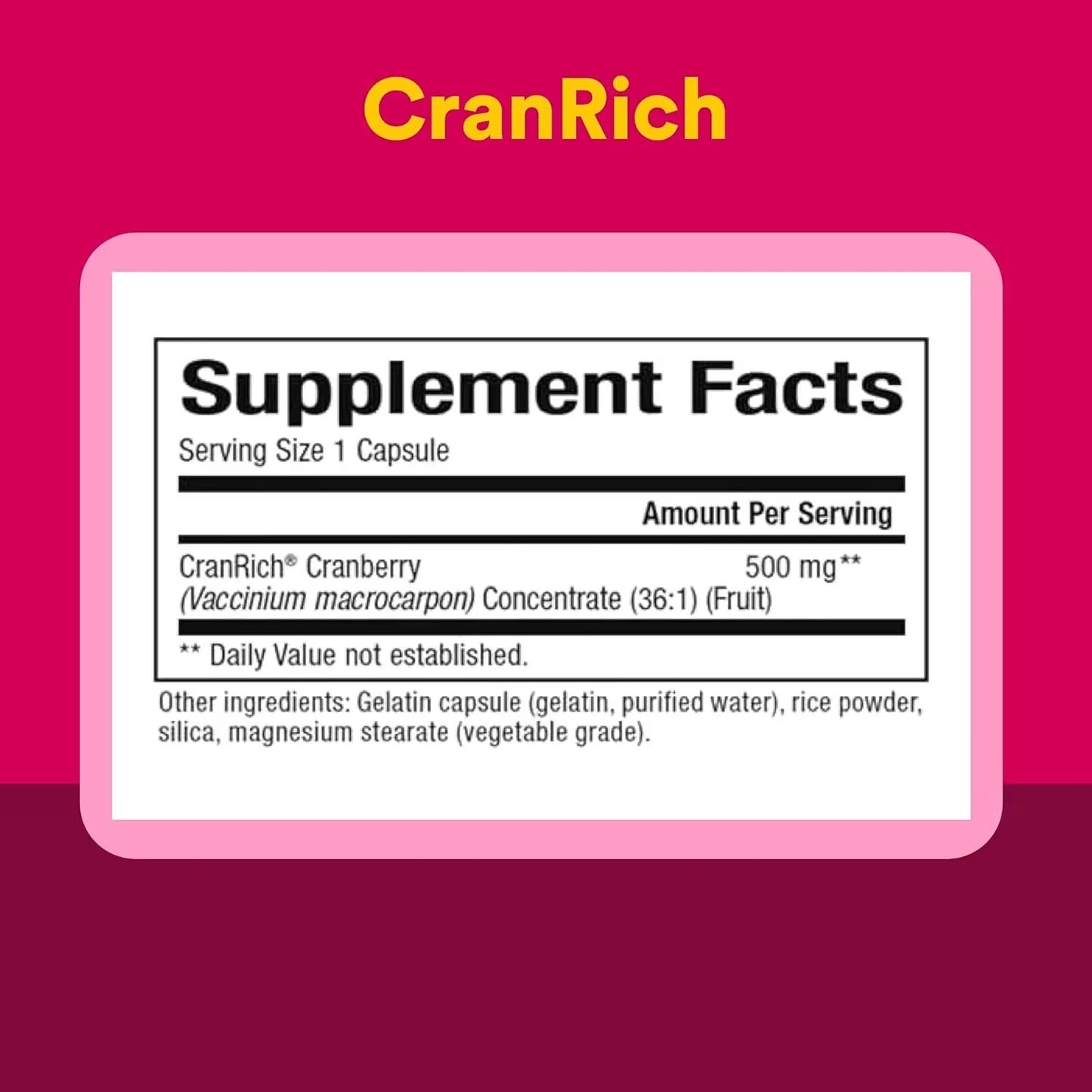Natural Factors CranRich Cranberry Concentrate Super Strength 500 mg, 90 Capsules