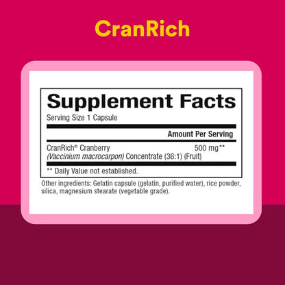 Natural Factors CranRich Cranberry Concentrate Super Strength 500 mg, 90 Capsules