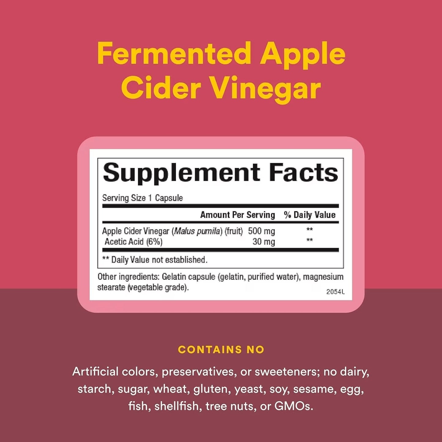 Natural Factors Fermented Apple Cider Vinegar 360 Easy-to-Swallow Capsules