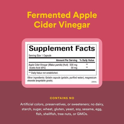 Natural Factors Fermented Apple Cider Vinegar 360 Easy-to-Swallow Capsules