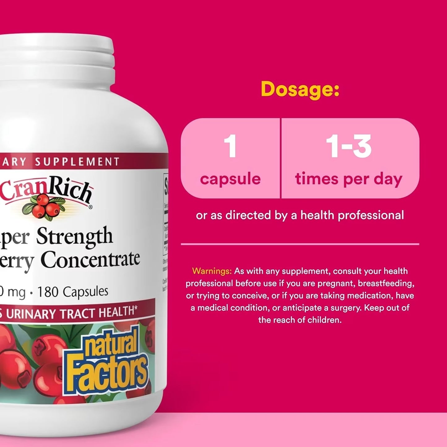 Natural Factors CranRich Cranberry Concentrate 500 mg, 180 Capsules