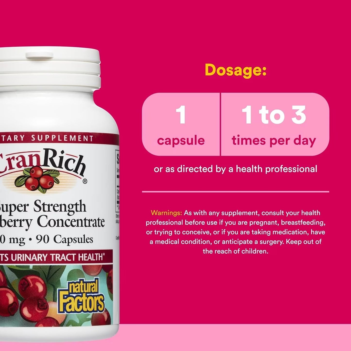 Natural Factors CranRich Cranberry Concentrate Super Strength 500 mg, 90 Capsules
