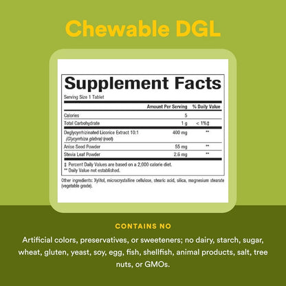 Natural Factors DGL Deglycyrrhizinated Licorice Root Extract 90 Tablets