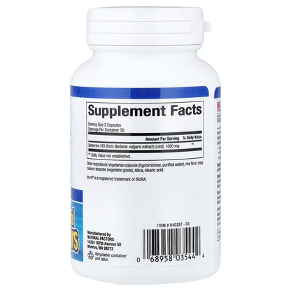Natural Factors WellBetX Berberine 1000Mg 60 Capsules