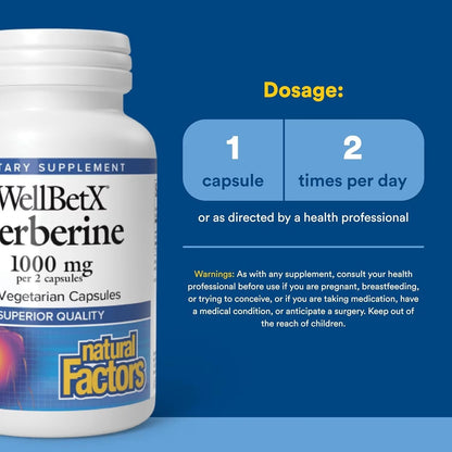 Natural Factors WellBetX Berberine 1000Mg 60 Capsules
