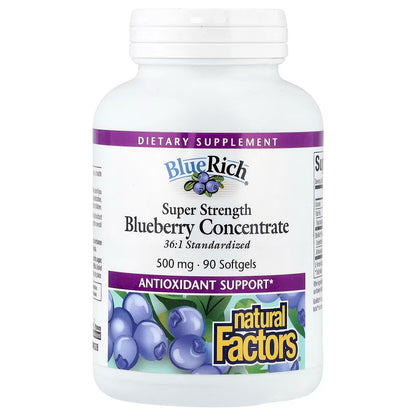 Natural Factors BlueRich Super Strength Blueberry Concentrate 500 mg 90 Softgels
