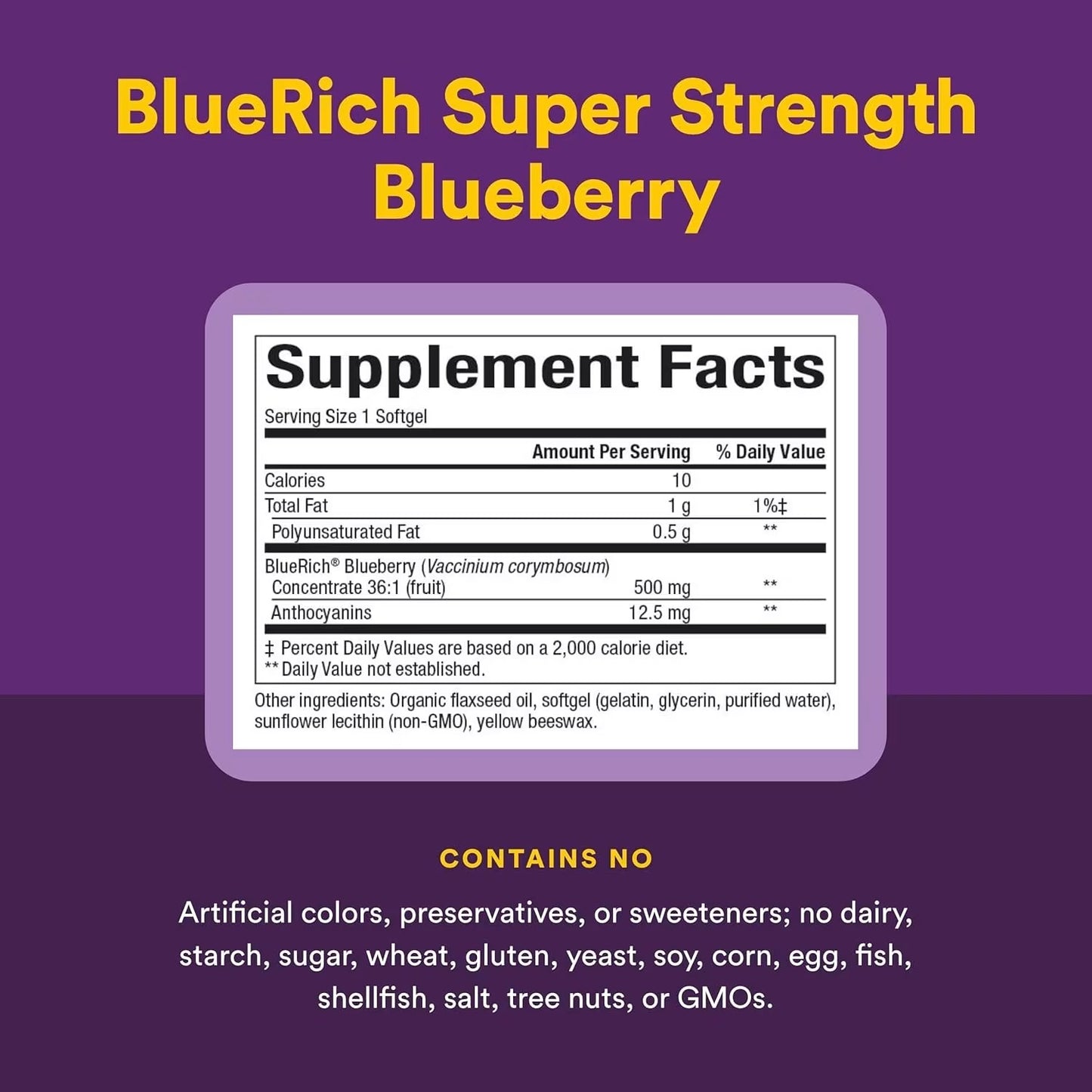 Natural Factors BlueRich Super Strength Blueberry Concentrate 500 mg 90 Softgels
