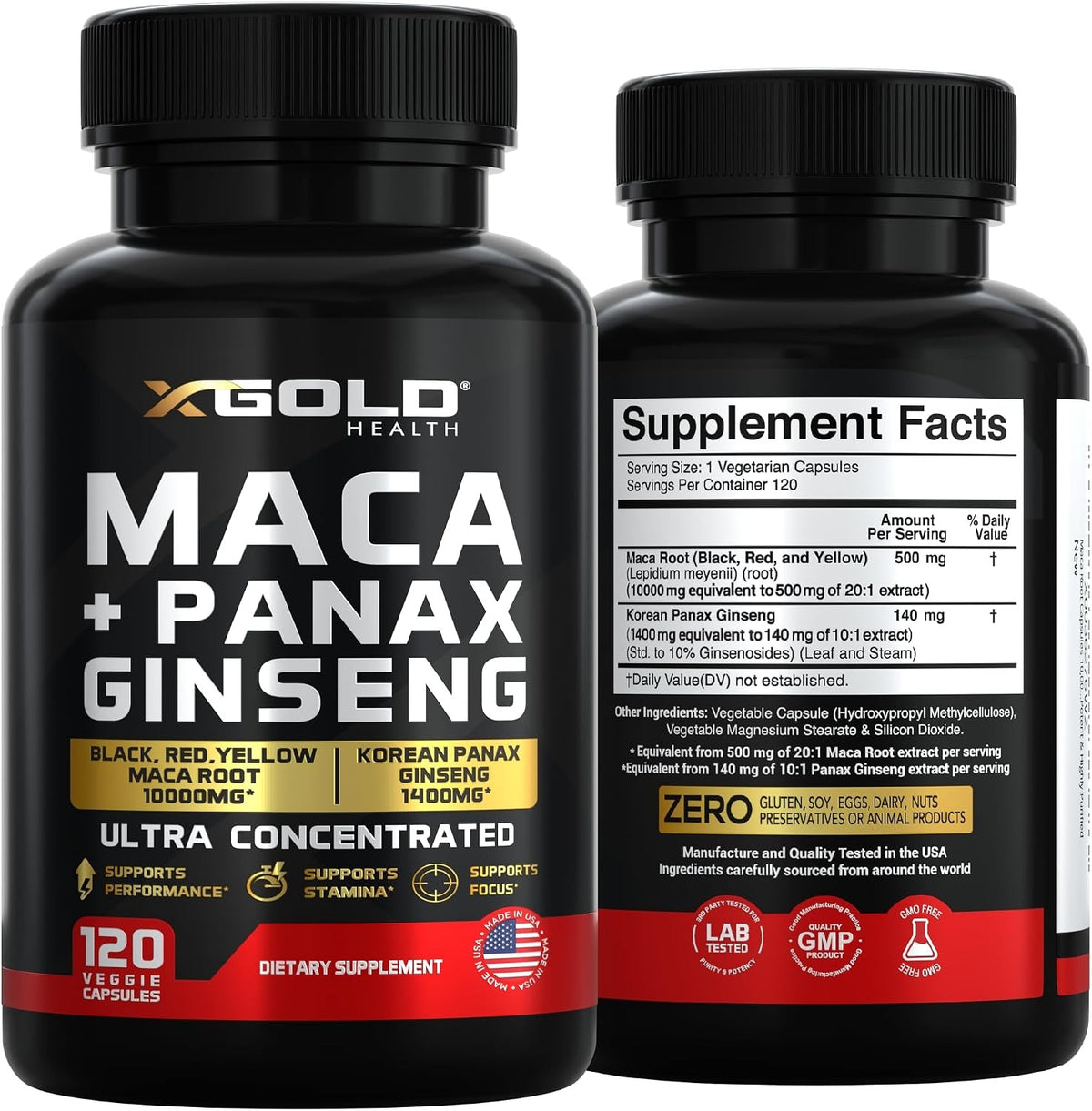 X Gold Health Maca Plus Panax Ginseng 120 Capsules