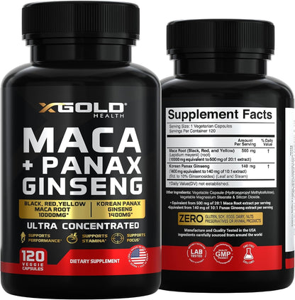 X Gold Health Maca Plus Panax Ginseng 120 Capsules
