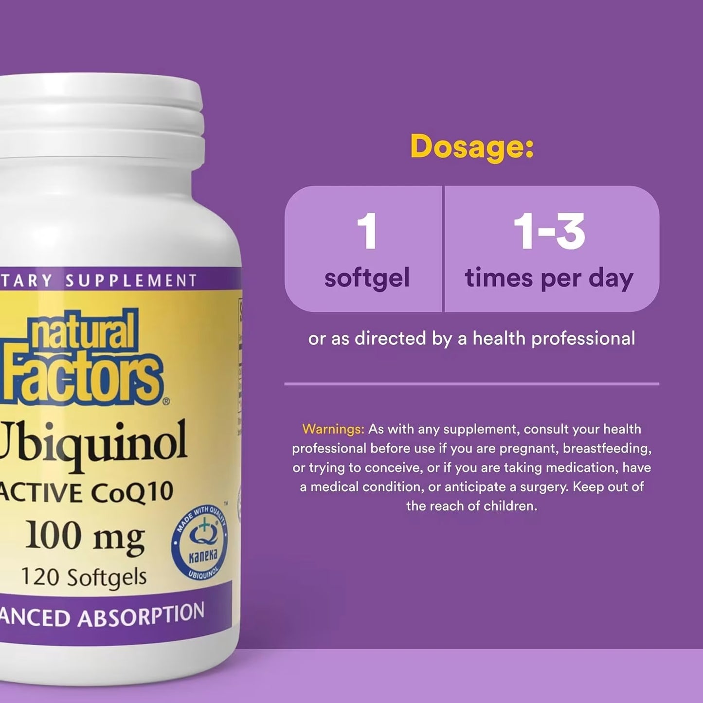 Natural Factors Ubiquinol Active CoQ10 100 mg 120 Softgels
