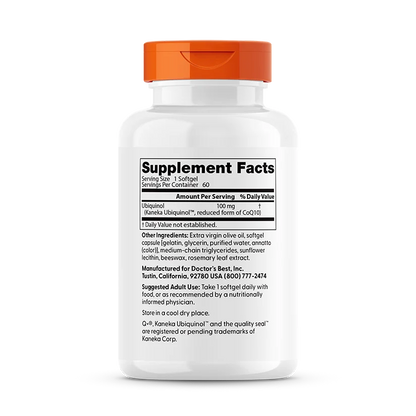 Doctor's Best Ubiquinol with Kaneka 100mg Softgels 60 Count