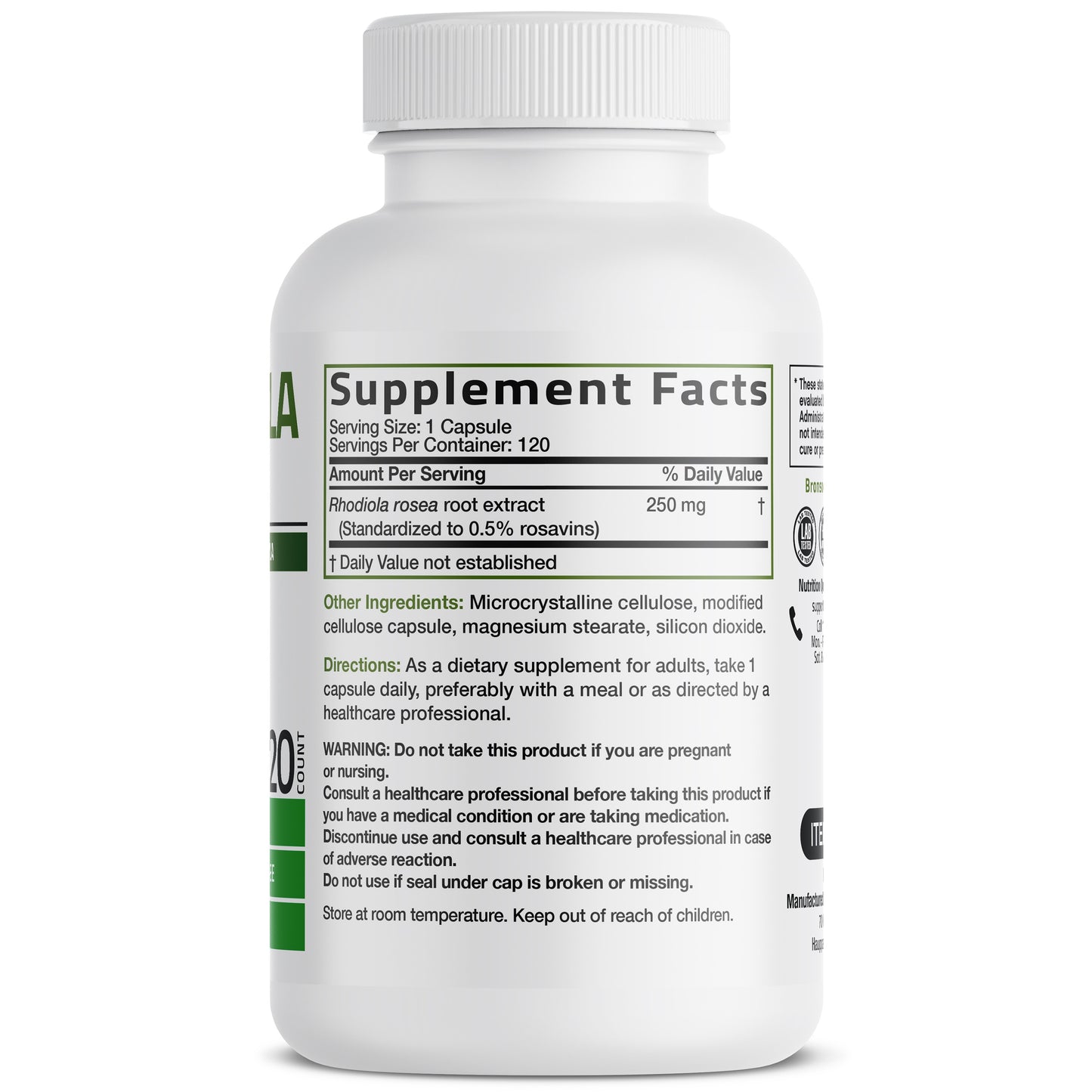 Bronson Rhodiola Rosea Adaptogen for Stress 60 Capsules