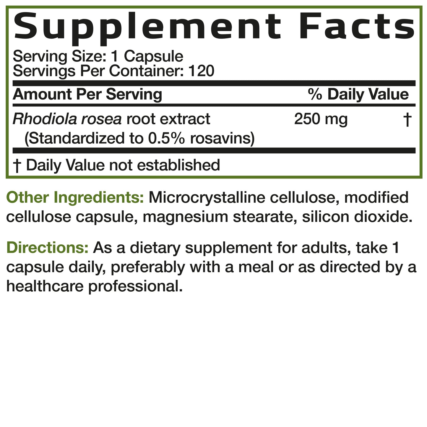Bronson Rhodiola Rosea Adaptogen for Stress 60 Capsules