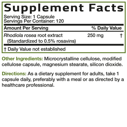 Bronson Rhodiola Rosea Adaptogen for Stress 60 Capsules