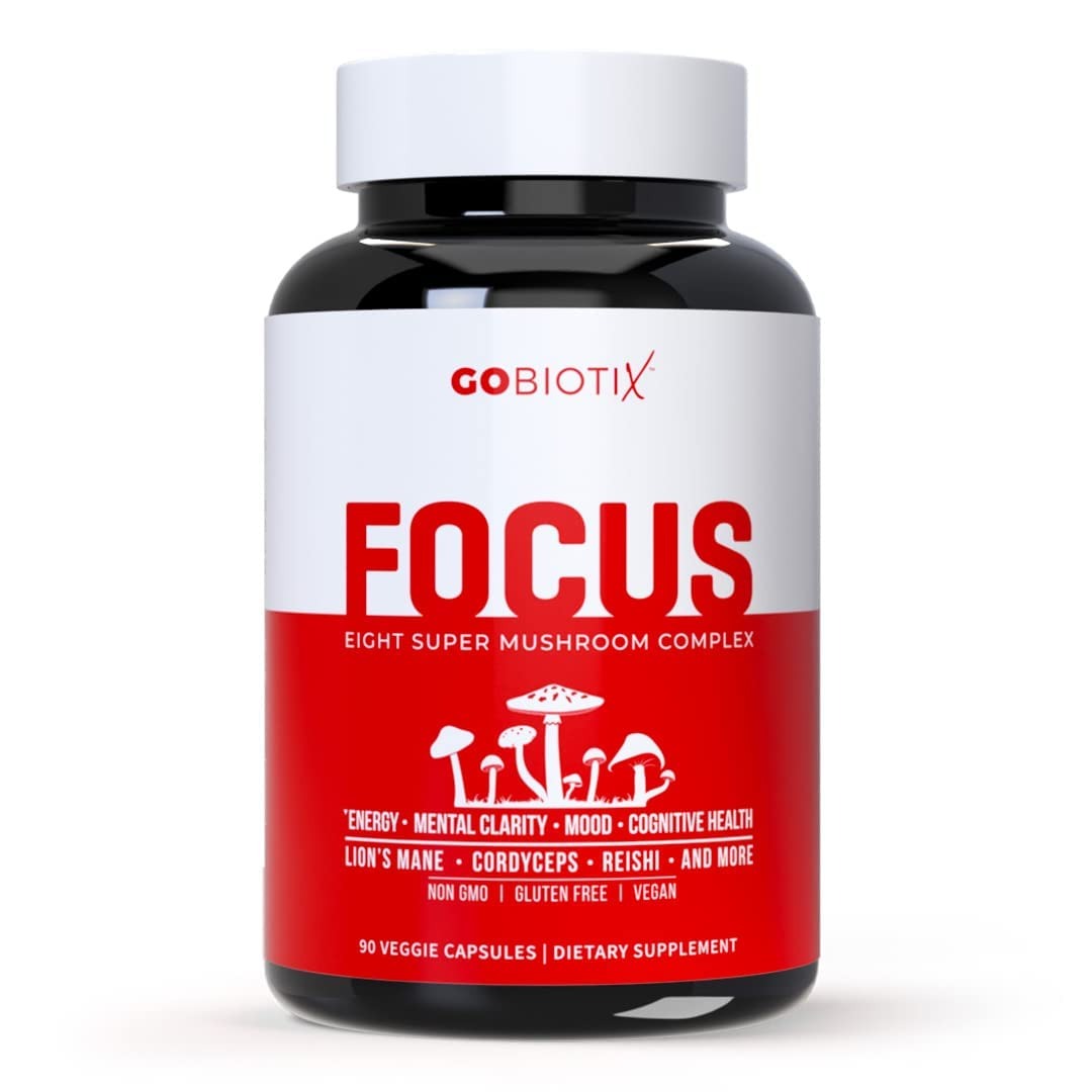 GOBIOTIX Focus Lion's Mane Supplement — Mushroom Complex 90 Capsules