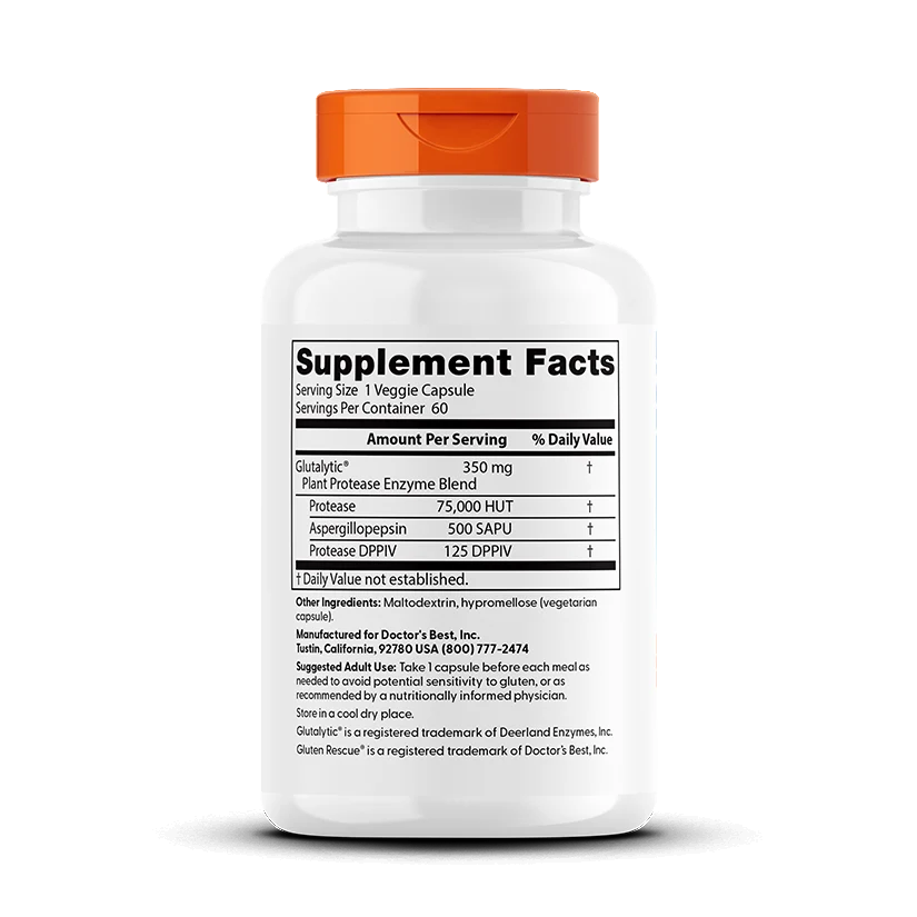 Doctor's Best Gluten Rescue with Glutalytic, 60 Veggie Caps