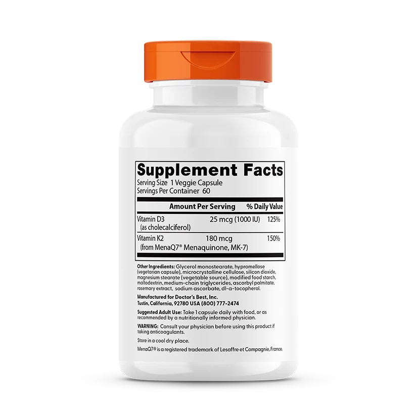 Best D3 + K2 Mk7 Supplement By Doctor's Best