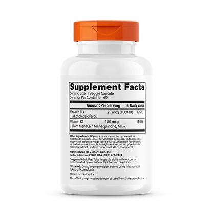 Best D3 + K2 Mk7 Supplement By Doctor's Best