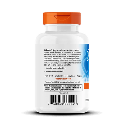 Doctor's Best Curcumin Phytosome – Bioavailable Turmeric Supplement, 500mg, 60 Vegan Capsules