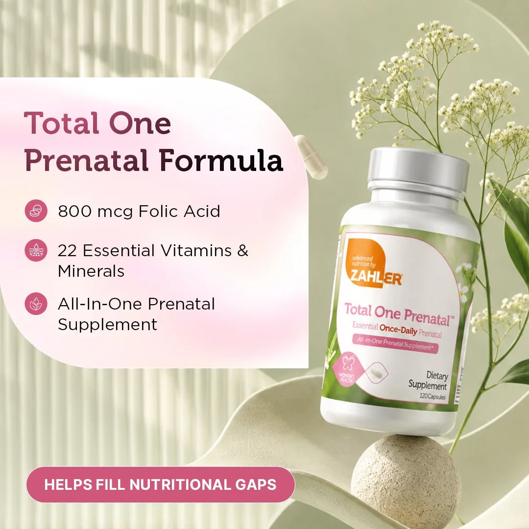 Zahler - Total One Prenatal Vitamins for Women Daily Multi Vitamin Prenatals with Folic Acid, Iron, Zinc 120 Capsules