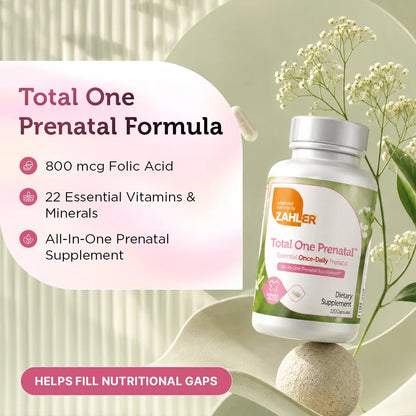 Zahler - Total One Prenatal Vitamins for Women Daily Multi Vitamin Prenatals with Folic Acid, Iron, Zinc 120 Capsules