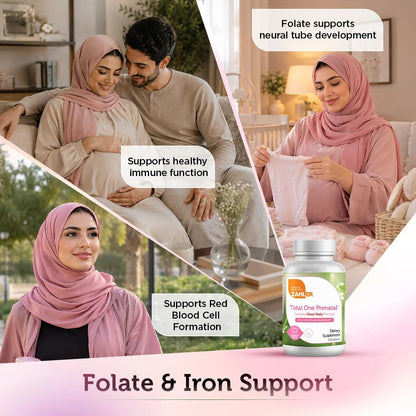 Zahler - Total One Prenatal Vitamins for Women Daily Multi Vitamin Prenatals with Folic Acid, Iron, Zinc 120 Capsules