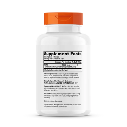 Doctor's Best Msm with Opti Msm, 1,500 Mg, 120 Tablets