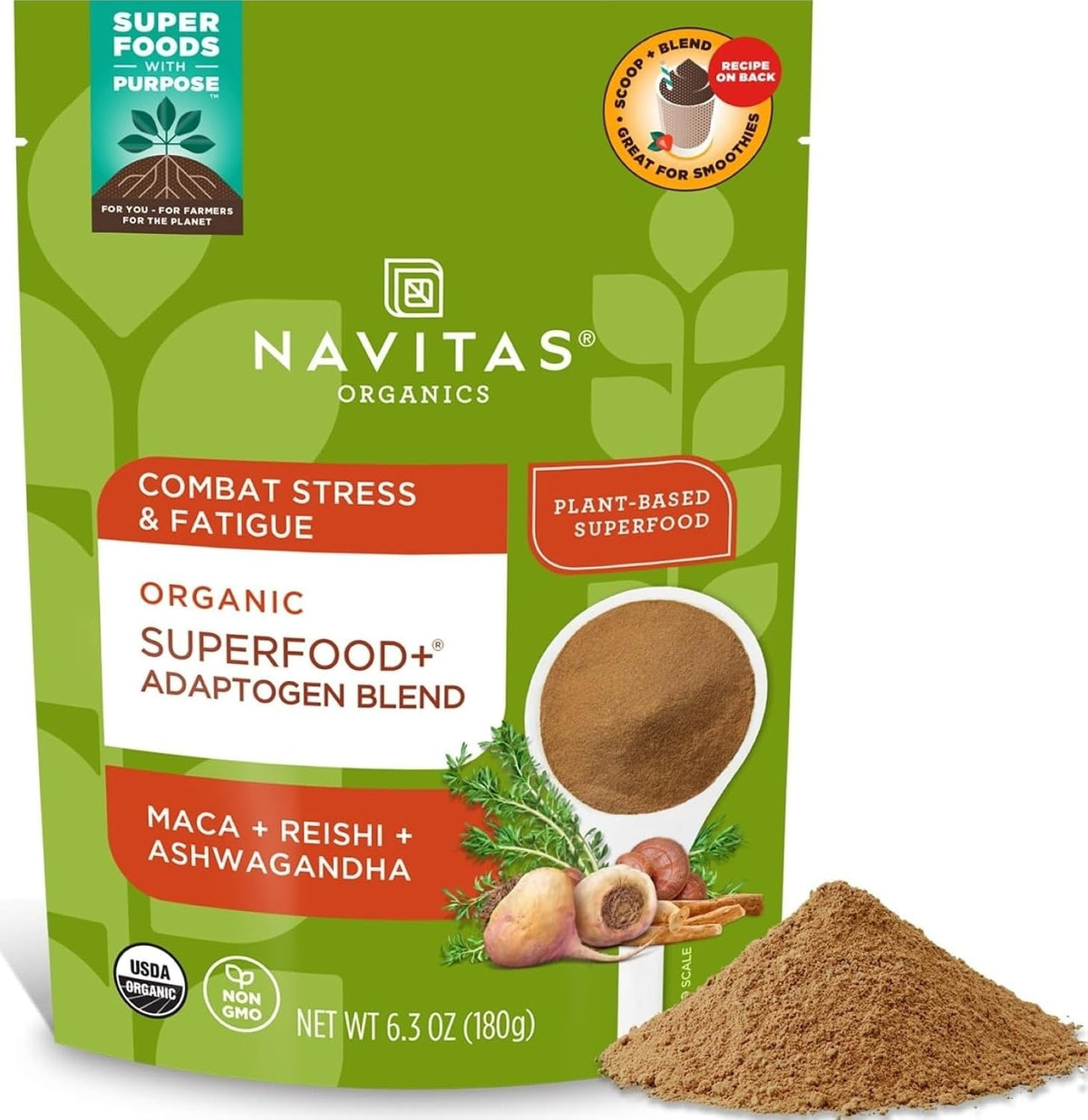 Navitas Organics, Organic Superfood + Adaptogen Blend 180 g