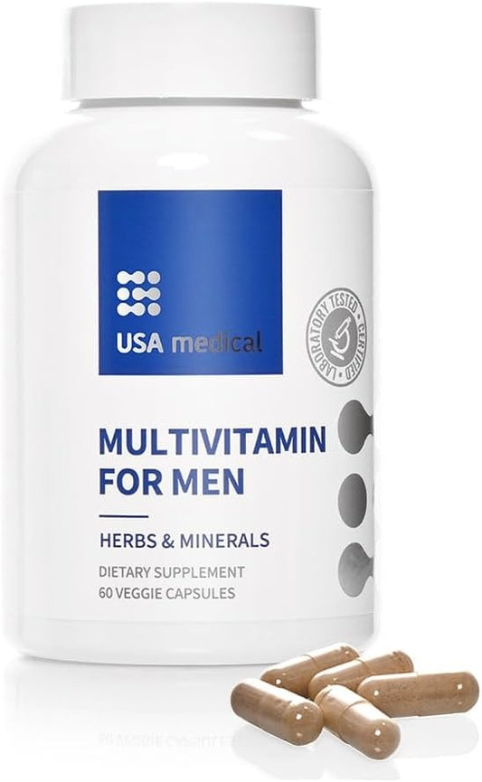 USA Medical Men's Daily Formula Multivitamin - Complete Vitamin and Mineral 60 Capsules