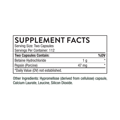 Thorne Betaine Hcl & Pepsin 225 Capsules