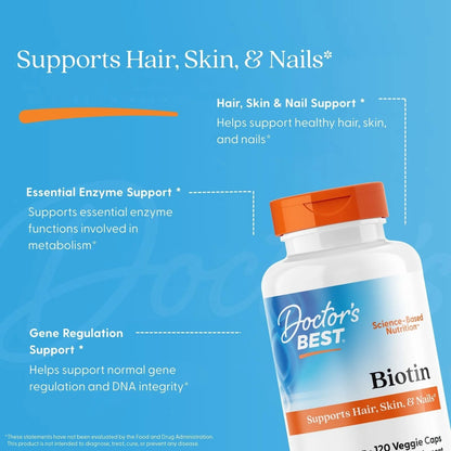 Doctor's Best Biotin, 5,000 Mcg, 120 Veggie Caps
