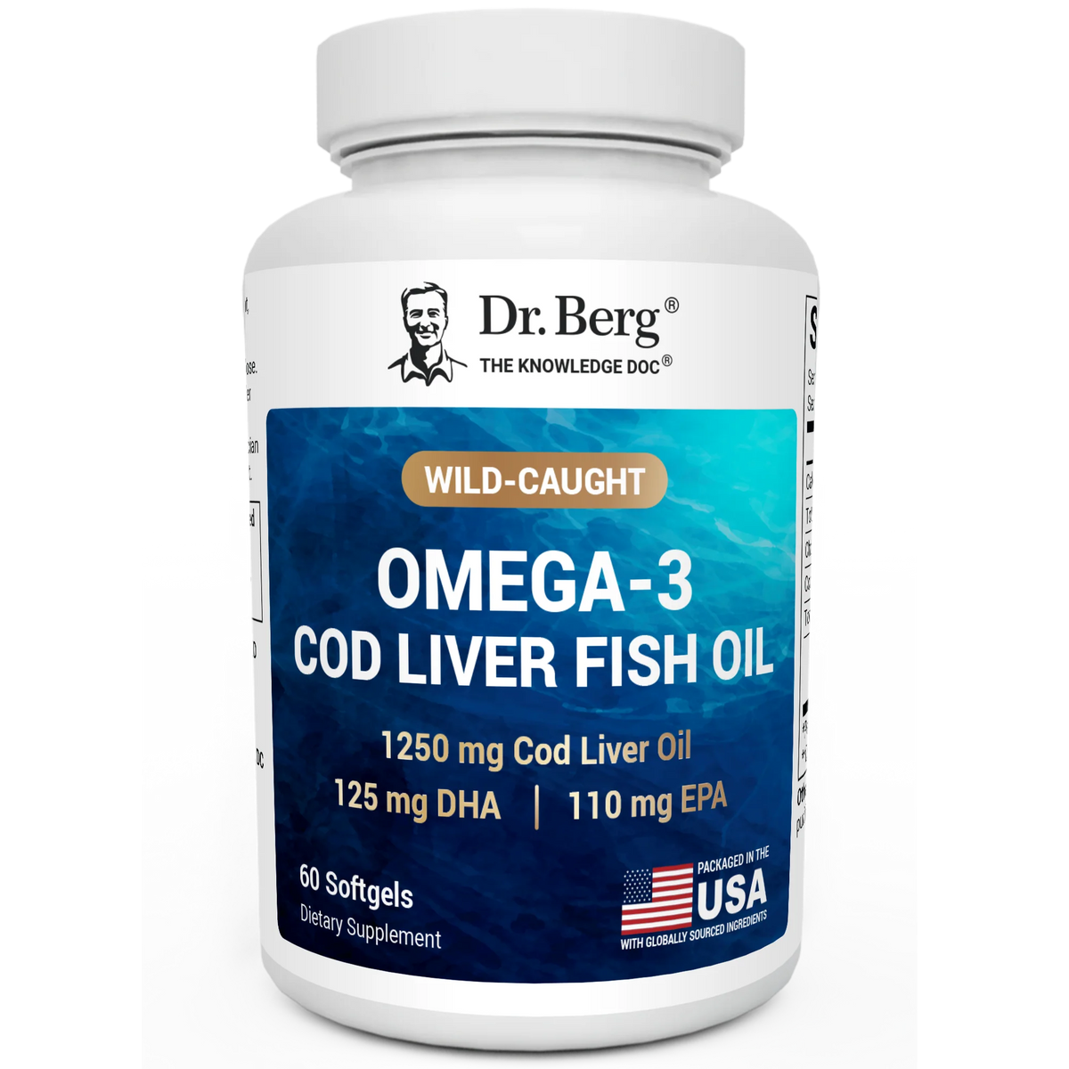 Dr. Berg Maximum Strength Omega-3 Cod Liver Fish Oil 60 Softgels