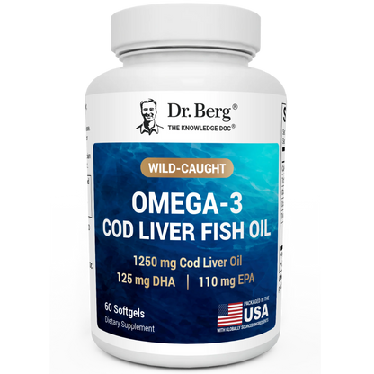 Dr. Berg Maximum Strength Omega-3 Cod Liver Fish Oil 60 Softgels