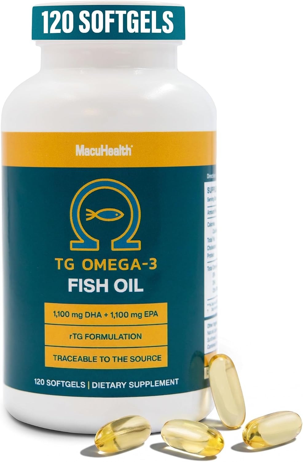 Macuhealth TG Omega 3 Fish Oil 120 Softgels 1100mg DHA, 1100mg EPA