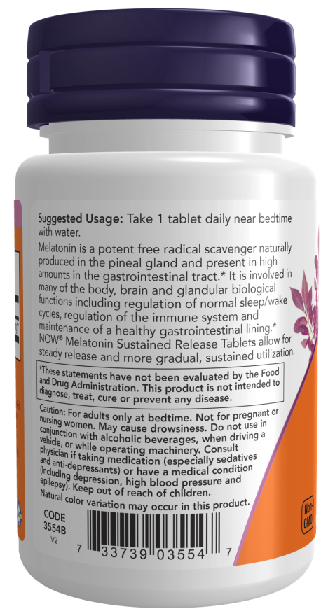 Now Foods Melatonin 5 Mg – Sustained Release Sleep Support – Healthy Sleep Cycle & Gi Health – 120 Tablets