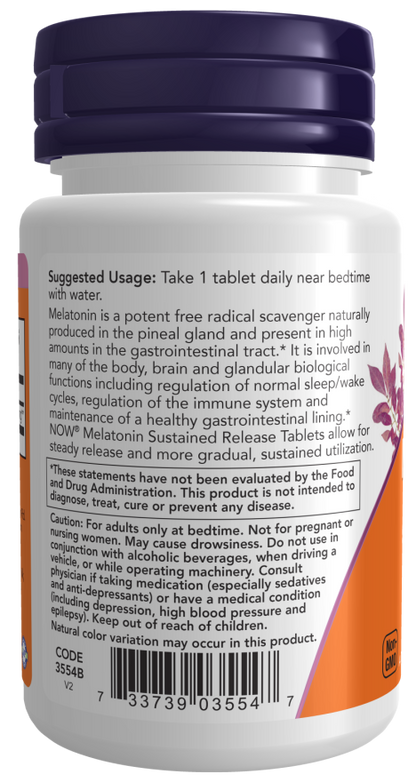 Now Foods Melatonin 5 Mg – Sustained Release Sleep Support – Healthy Sleep Cycle & Gi Health – 120 Tablets